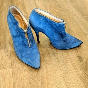 Ladies blue suede stiletto booties